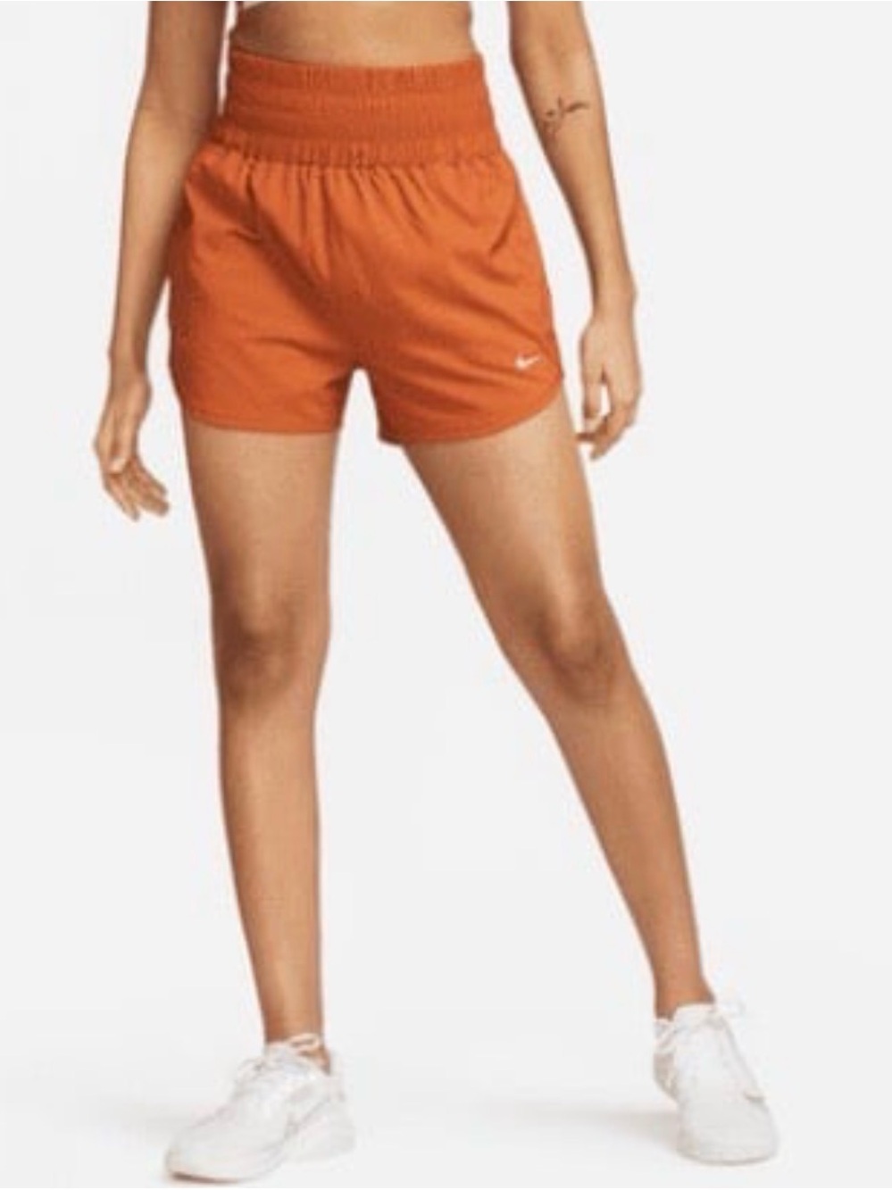 Nike Women's Orange Elastic-Waist Shorts